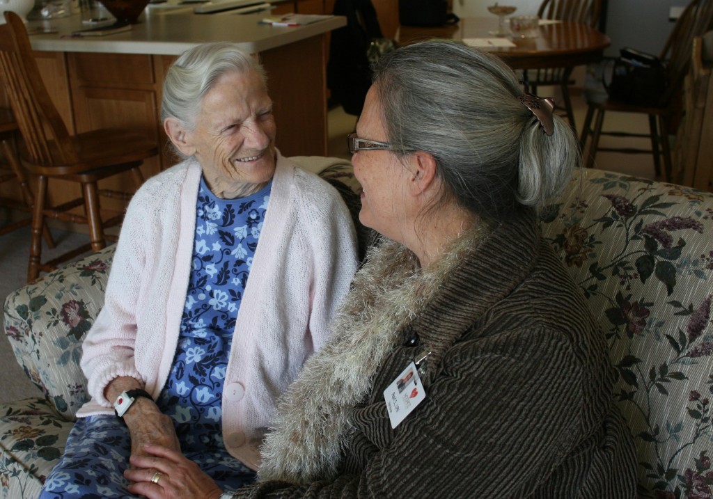 Marjorie with Pearl, one of her hospice visit nurses.