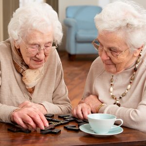 Friends playing dominos