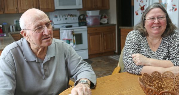 Albert Shirek and his daughter Beverly in their Grand Forks home