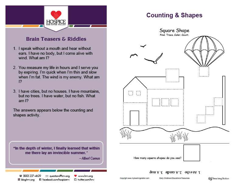 Counting & Shapes printable activity worksheet