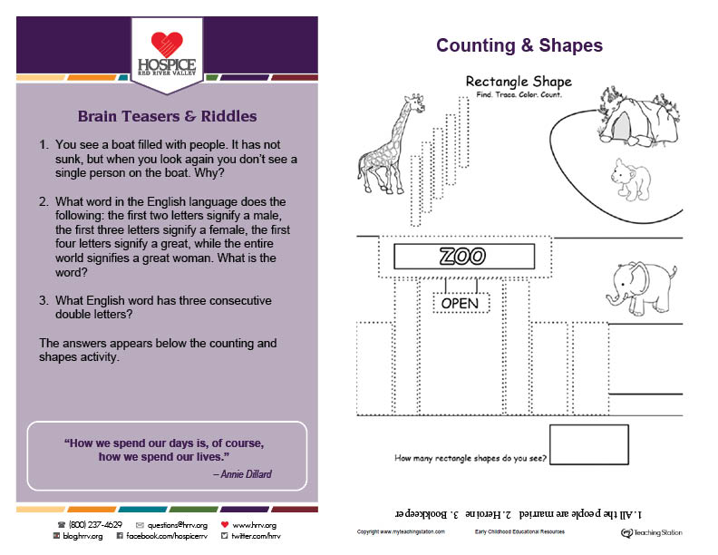 Counting & Shapes printable activity worksheet