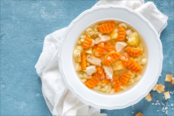 bowl of chicken noodle soup with vegetables