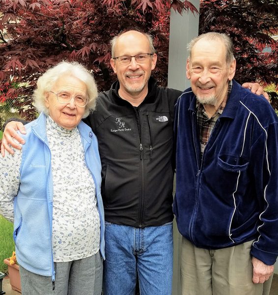 Joel Kangas with his parents